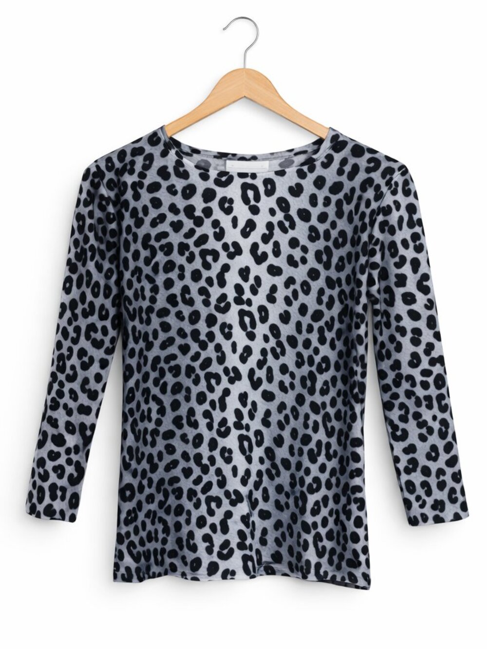 BLUMARINE | Blue & Black Leopard Print 3/4 Sleeve Top – Size IT 40 (P2P 17)